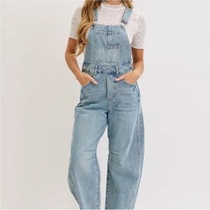 NWOT Sweet Lovely by Jen Barrel Leg Denim Overalls Medium